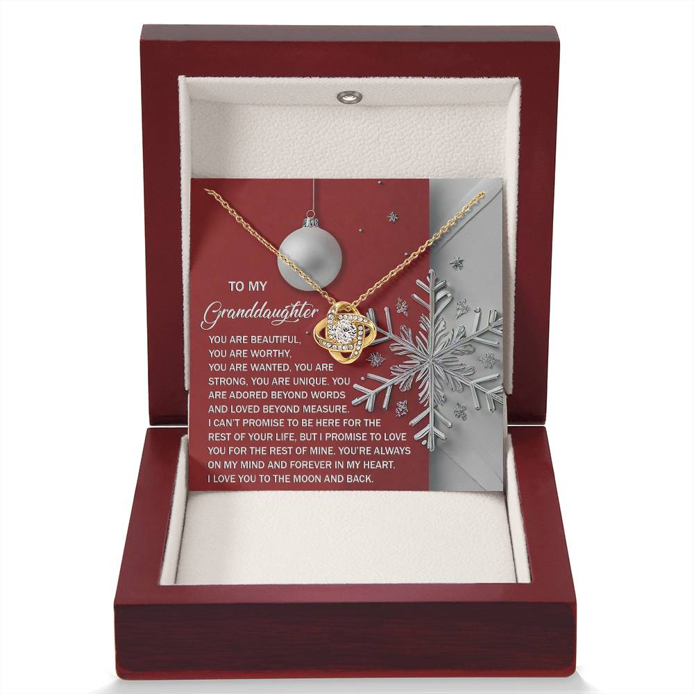 To My Granddaughter Jewelry Gift - I Love You Till The Moon and Back -  Love Knot Necklace