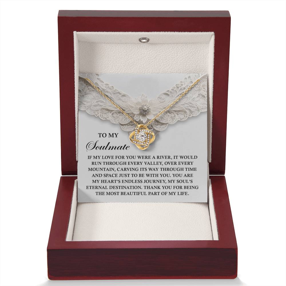To My Soulmate Jewelry Gift - Love Knot Forever Necklace with Heartfelt Message Card From You - Eternal Destination