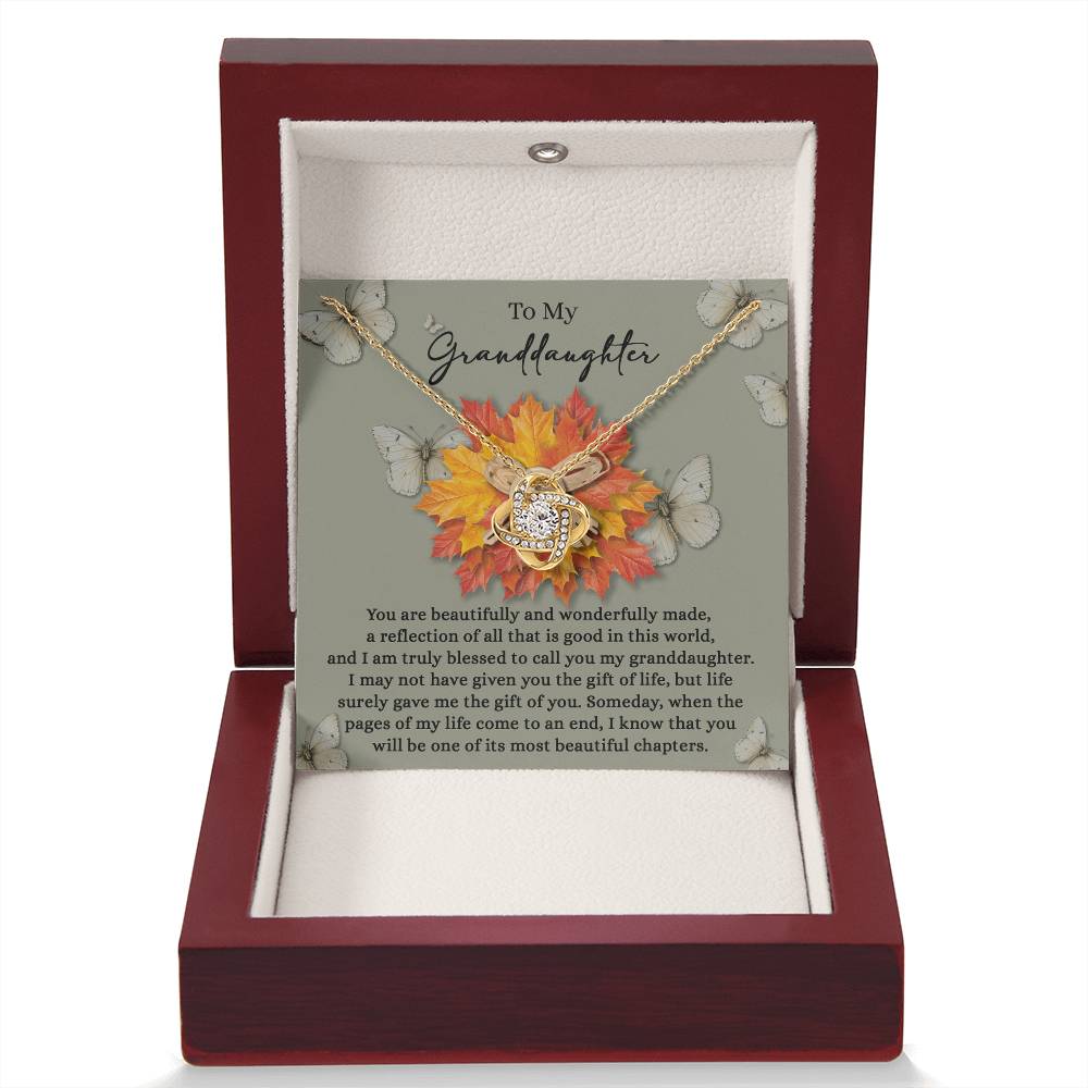 To My Granddaughter Jewelry Gift - Life Gave Me The Gift Of You - Love Knot Necklace