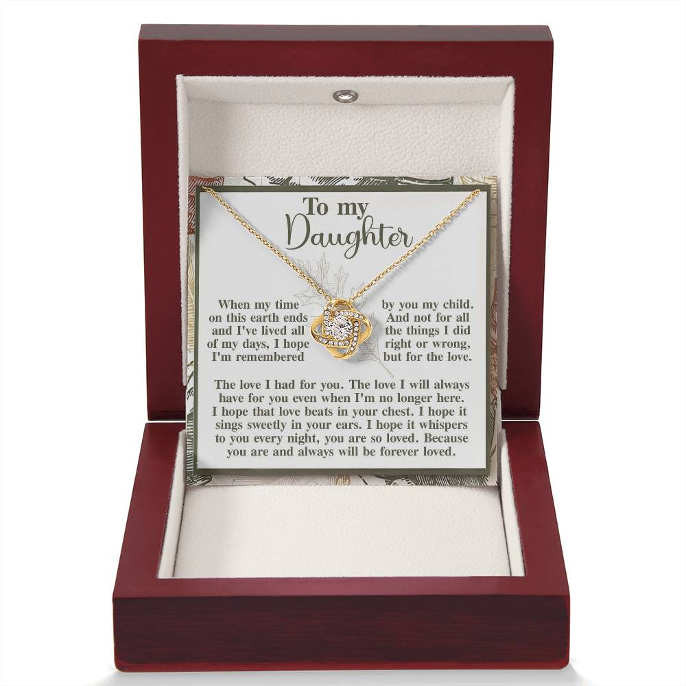 To My Daughter Jewelry Gift - Sweetly In Your Ears - Love Knot Necklace