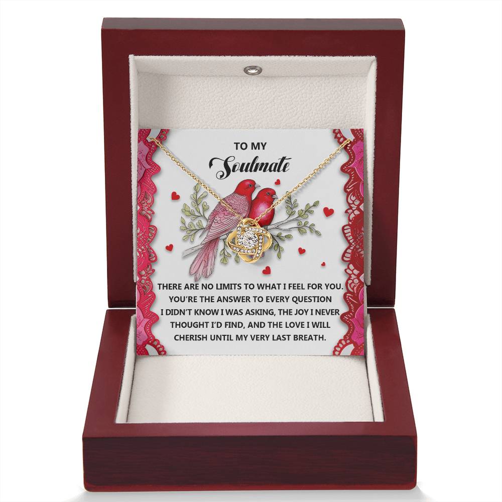 To My Soulmate Jewelry Gift - Love Knot Forever Necklace with Heartfelt Message Card From You - Feel For You