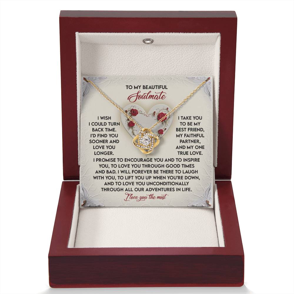 To My Soulmate Jewelry Gift - Love Knot Forever Necklace - Laugh With You