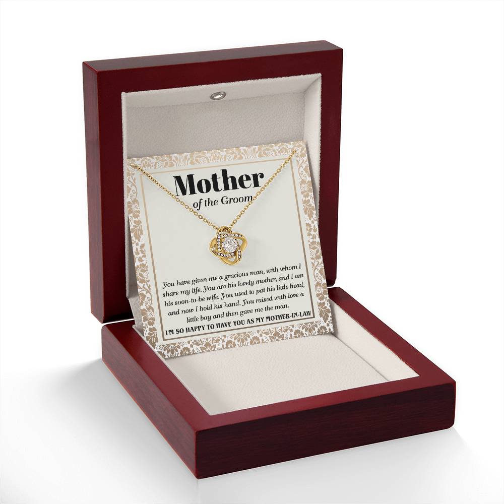 Mother In Law - Mother Of The Groom - Love Knot Necklace Gift - Happy To Have You