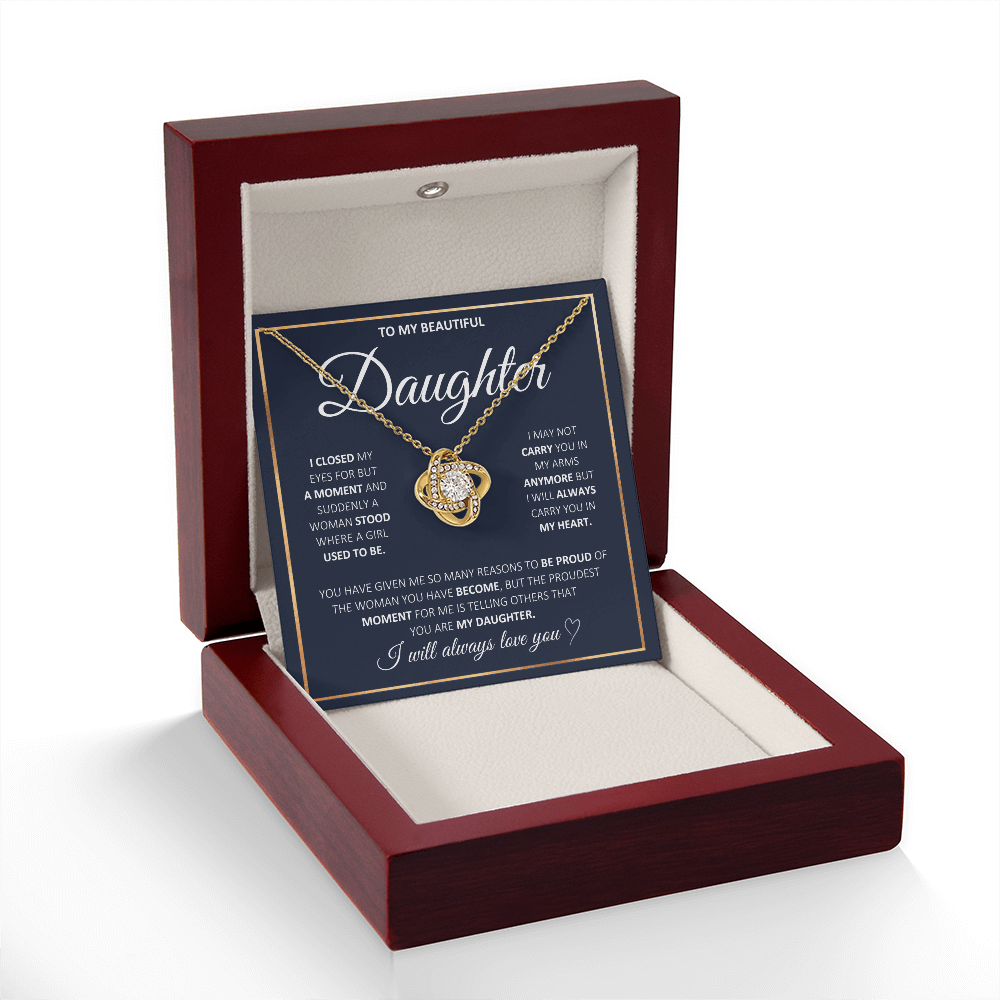 Graduation Gift for Daughter | Love Knot Necklace | “I Will Always Carry You In My Heart” | Meaningful Jewelry Gift
