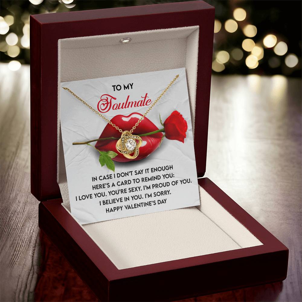 To My Soulmate Jewelry Gift - Love Knot Forever Necklace with Heartfelt Message Card From You - Don't Say It