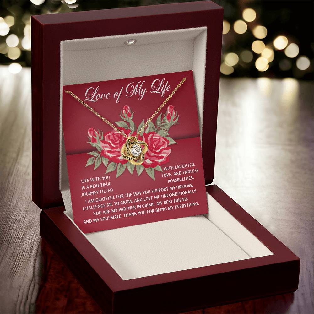 To The Love Of My Life Jewelry Gift - Love Knot Forever Necklace with Heartfelt Message Card From You - Endless Possibilities