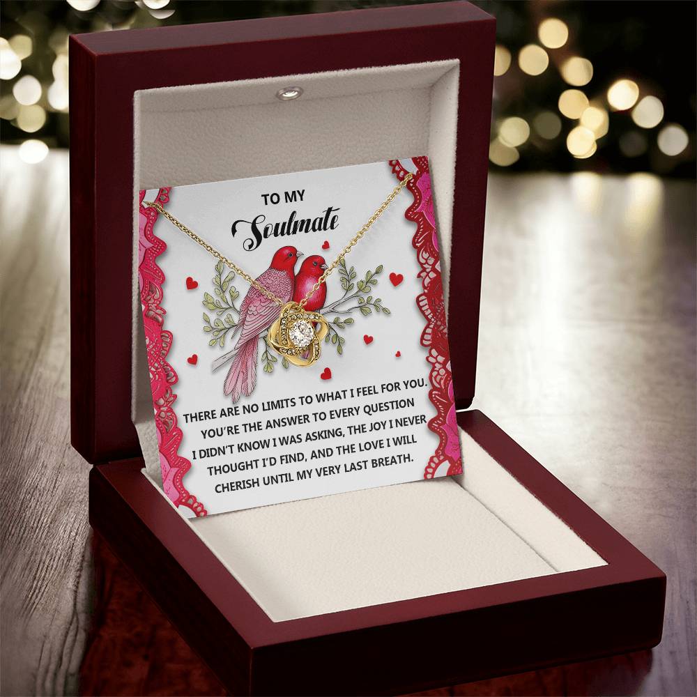 To My Soulmate Jewelry Gift - Love Knot Forever Necklace with Heartfelt Message Card From You - Feel For You