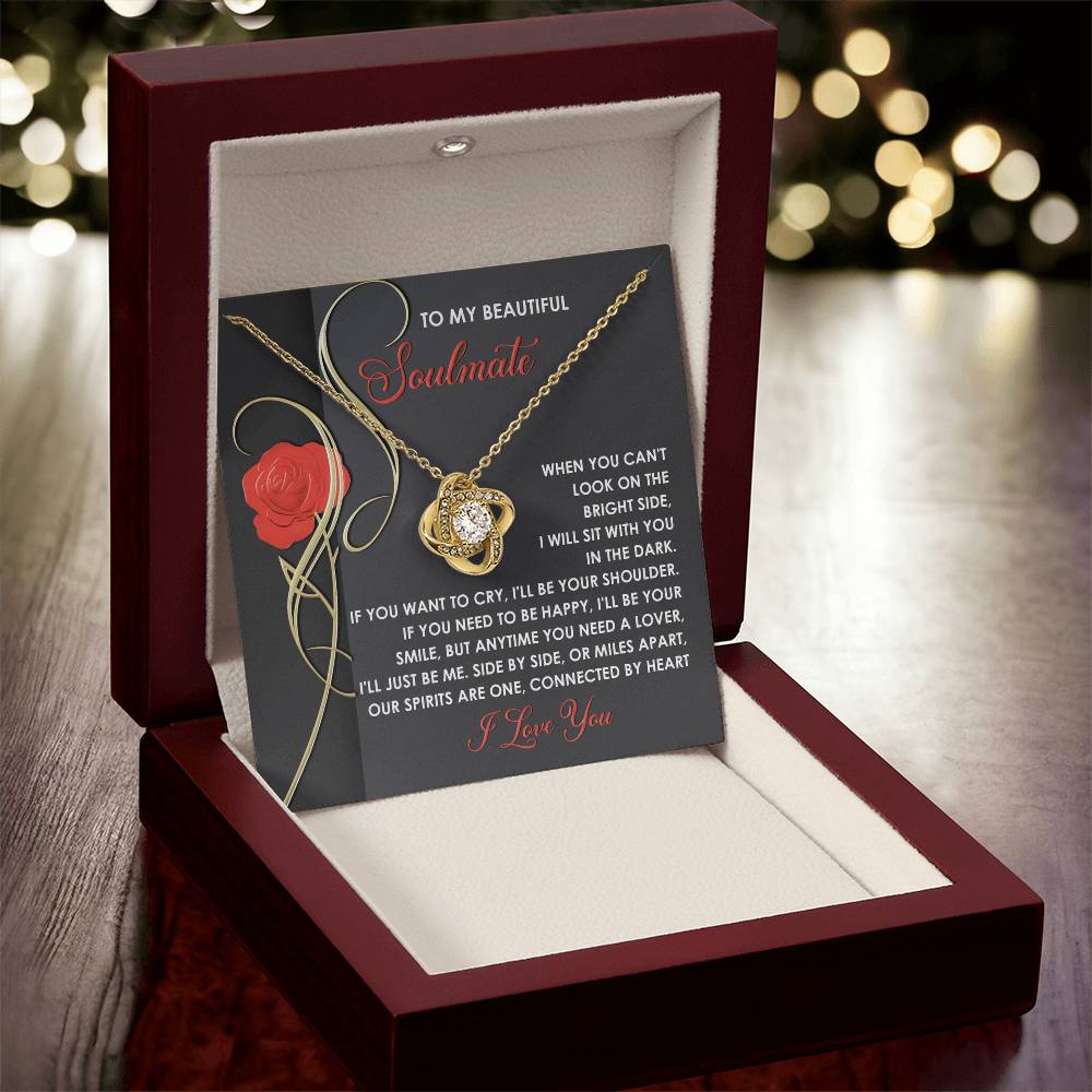 To My Soulmate Jewelry Gift - Love Knot Forever Necklace with Heartfelt Message Card From You - Be Me