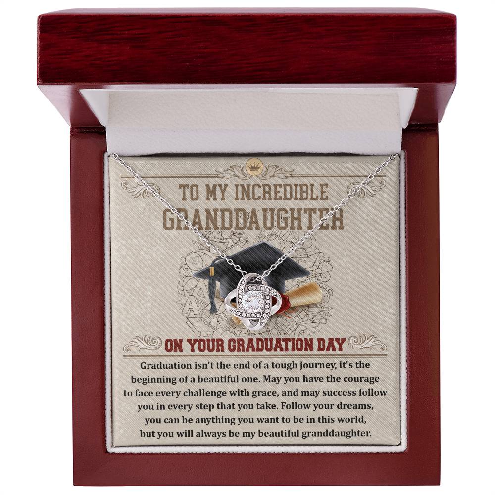 Granddaughter Graduation Gift - Your Graduation Day -  Love Knot  Necklace