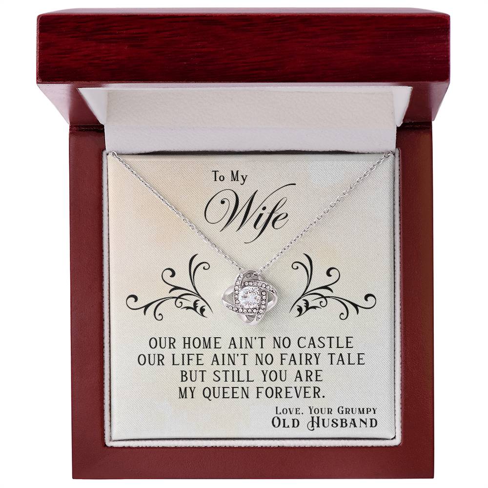 To My Wife - My Queen Forever - Eternal Love Knot Necklace Packaged in a Lighted Luxury Gift Box - Price Includes Free Shipping