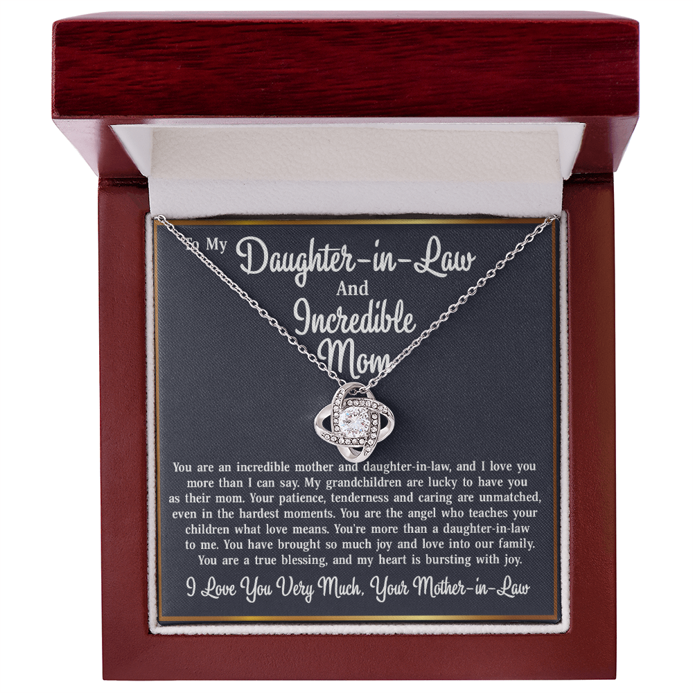 To My Daughter-in-Law From Mother-in-Law - Love Knot Necklace Jewelry Gift - Incredible Mother and Daughter in Law