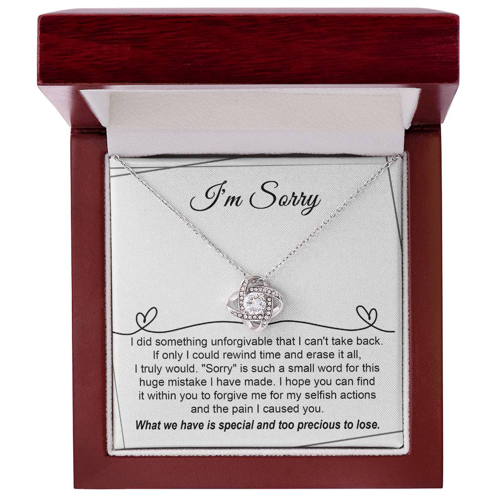 I'm Sorry Gift For Her - Love Knot Necklace - Breaking My Heart