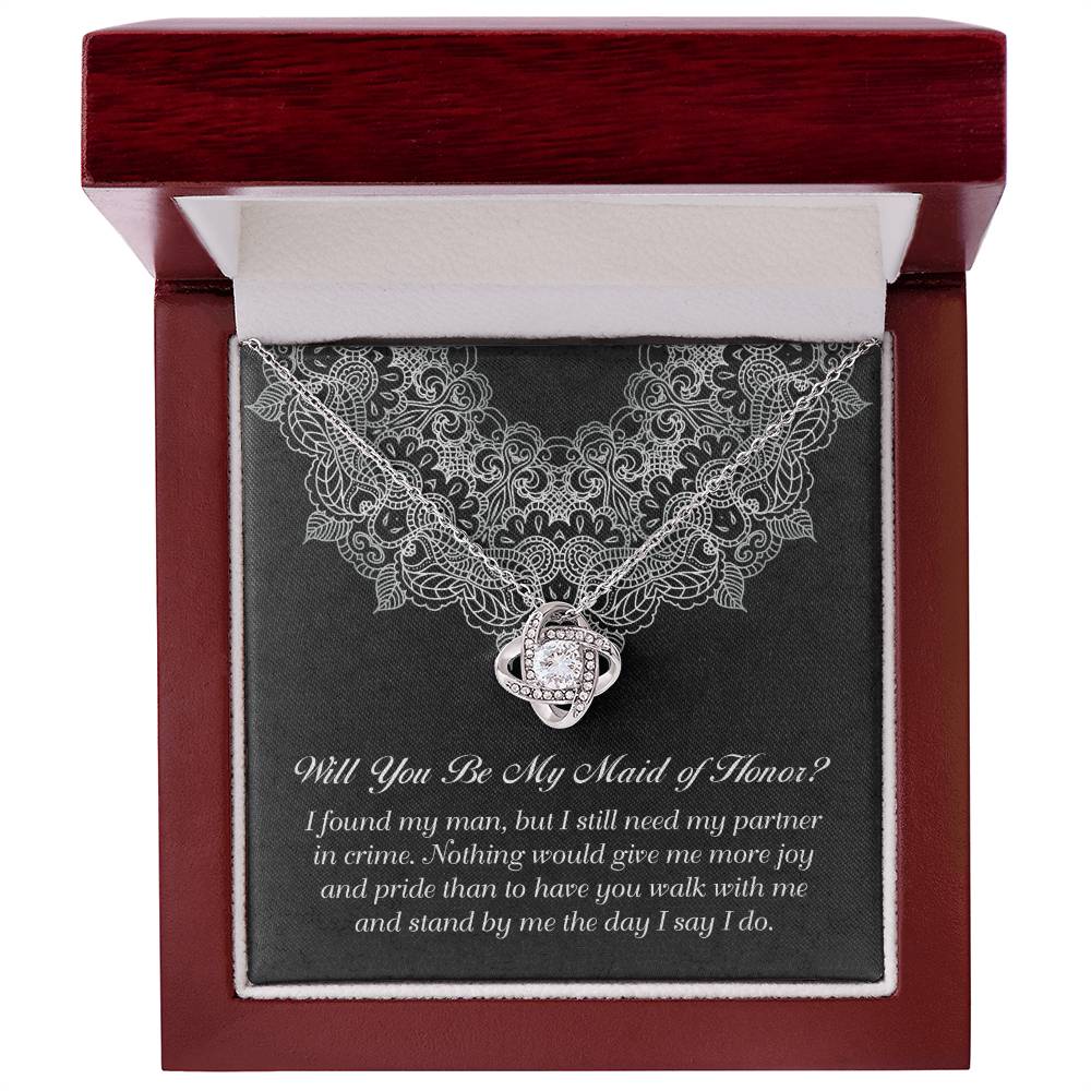 Maid of Honor Gift - Love Knot Necklace - Partner in Crime