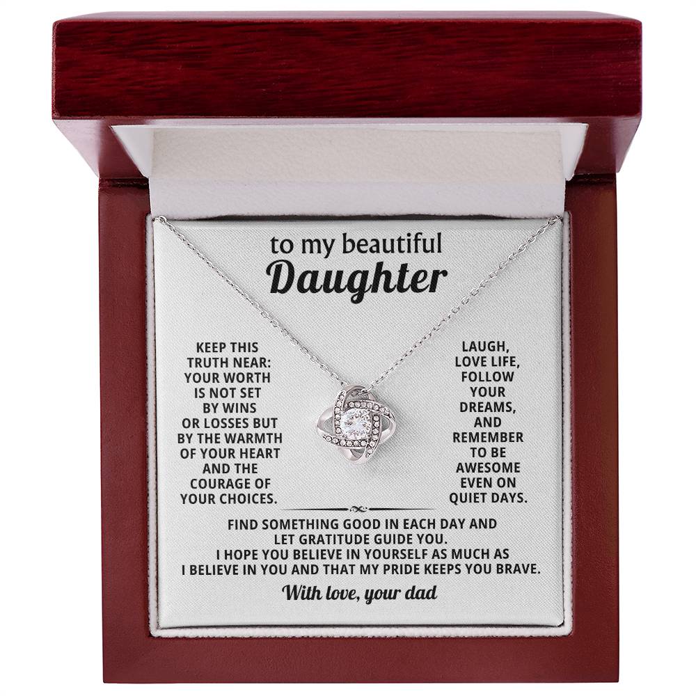 To My Daughter - My Pride - Eternal Love Knot Necklace - Luxury Gift Box with LED - Price Includes Shipping