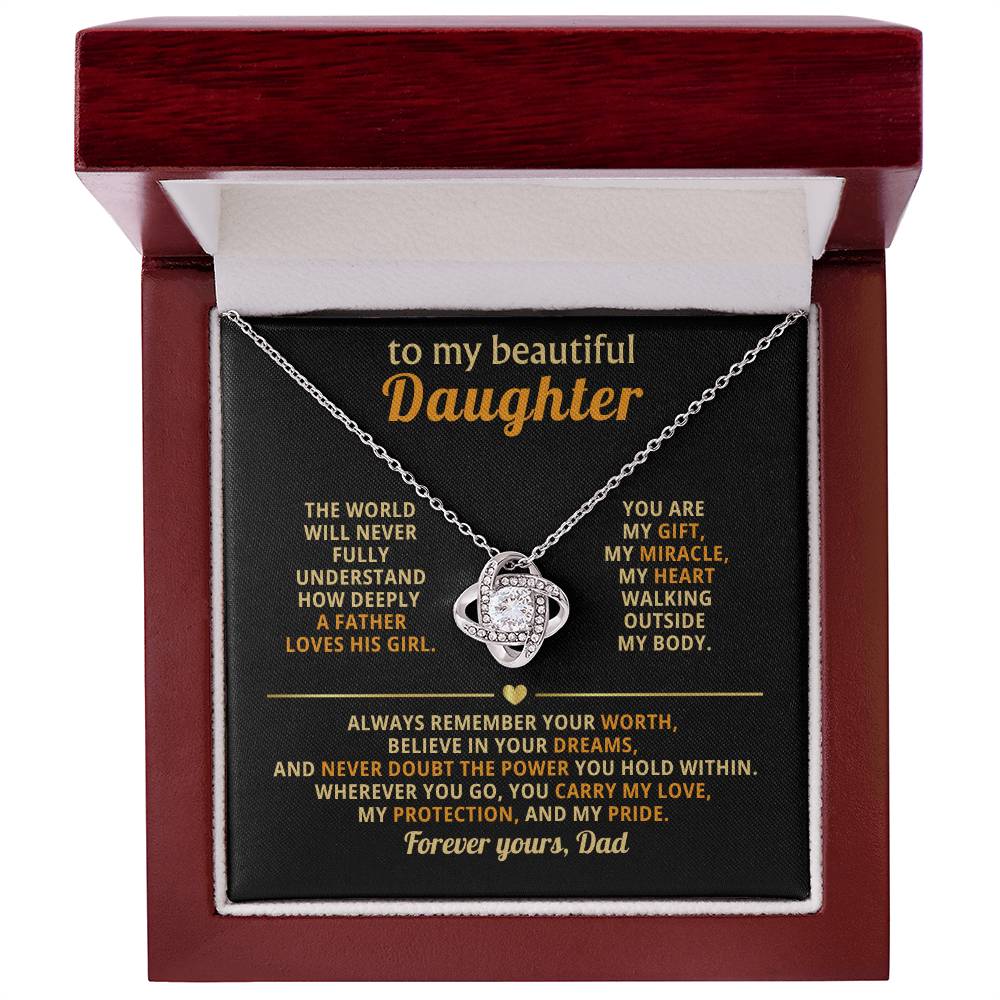 To My Daughter - You Are My Gift - Eternal Love Knot Necklace - Luxury Gift Box with LED - Price Includes Free Shipping