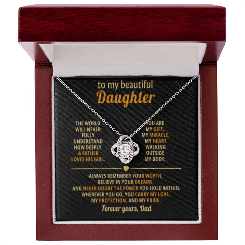 To My Daughter - You Are My Gift- Eternal Love Knot Necklace in a Lighted Luxury Gift Box - Price Includes Free Shipping