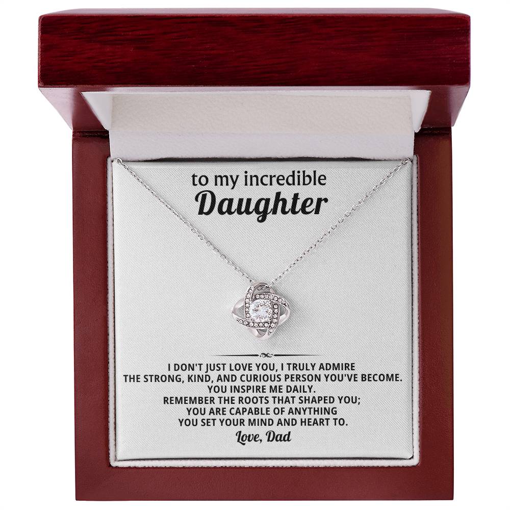To My Daughter - You Are Capable of Anything - Eternal Love Knot Necklace - Luxury Gift Box with LED - Price Includes Free Shipping