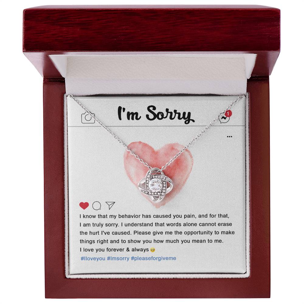 Apology Jewelry Gift - Love Knot Necklace - Cannot Erase