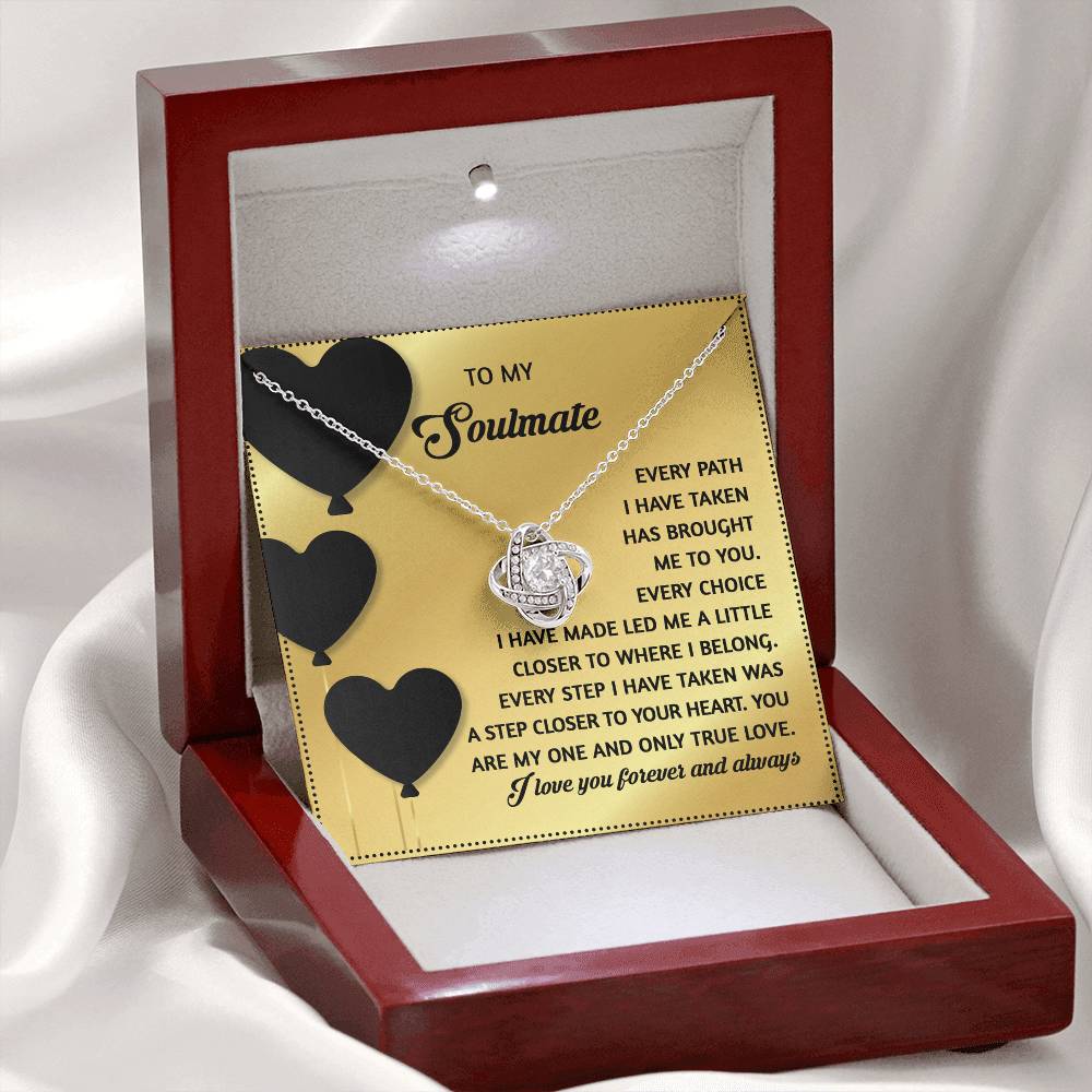 To My Soulmate Jewelry Gift - 14K Gold Love Knot Forever Necklace with Message Card - A Step Closer