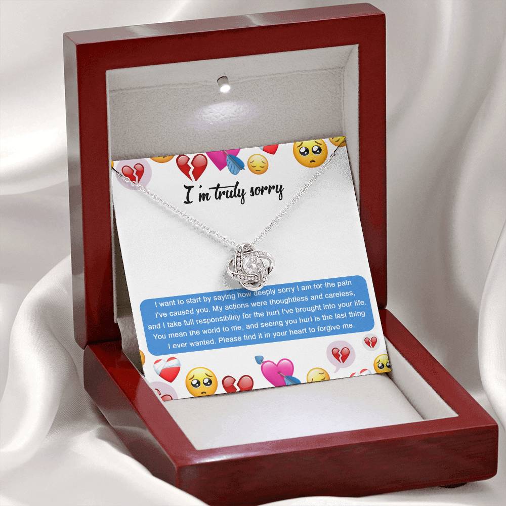 Apology Jewelry Gift - Love Knot Necklace - How Deeply Sorry