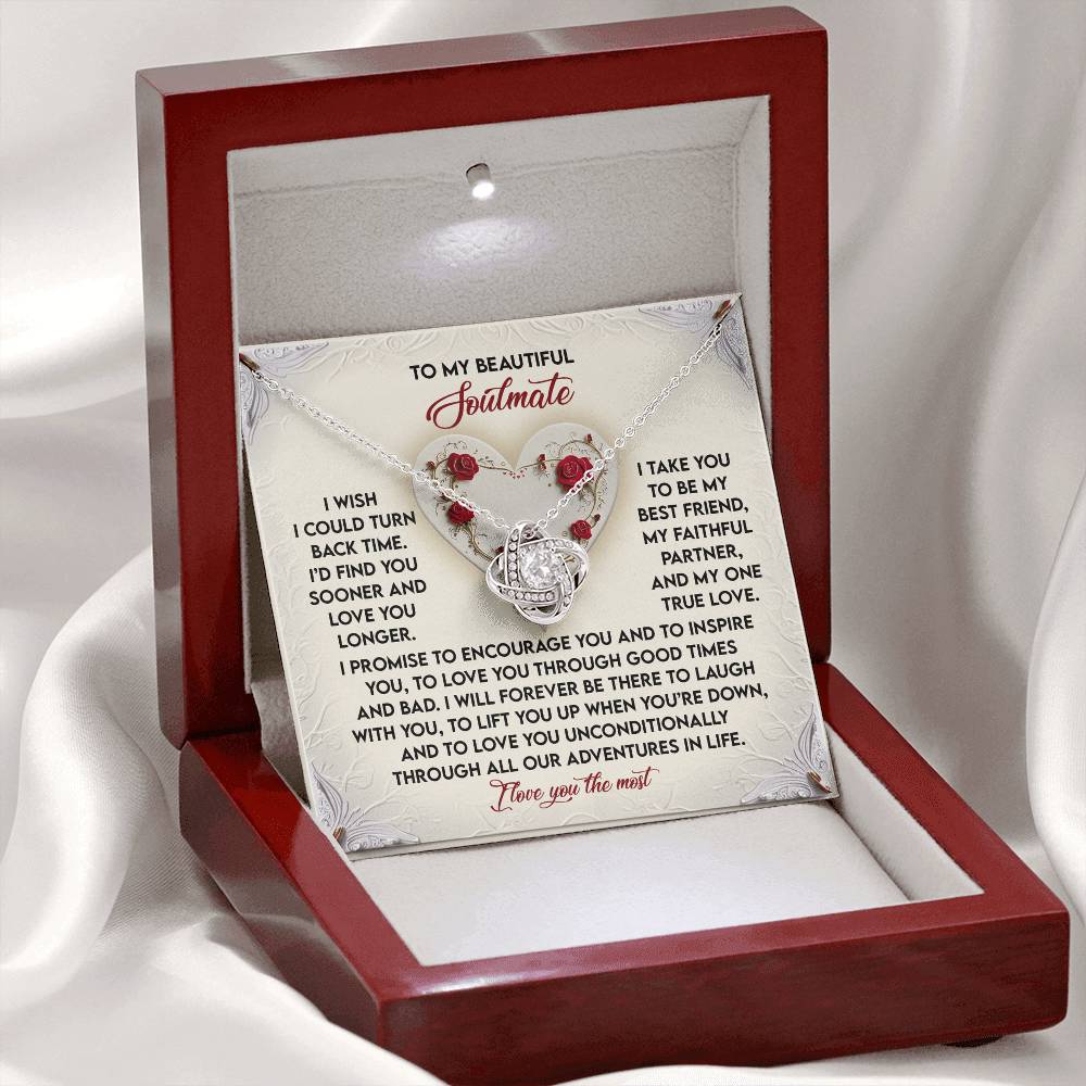 To My Soulmate Jewelry Gift - Love Knot Forever Necklace - Laugh With You