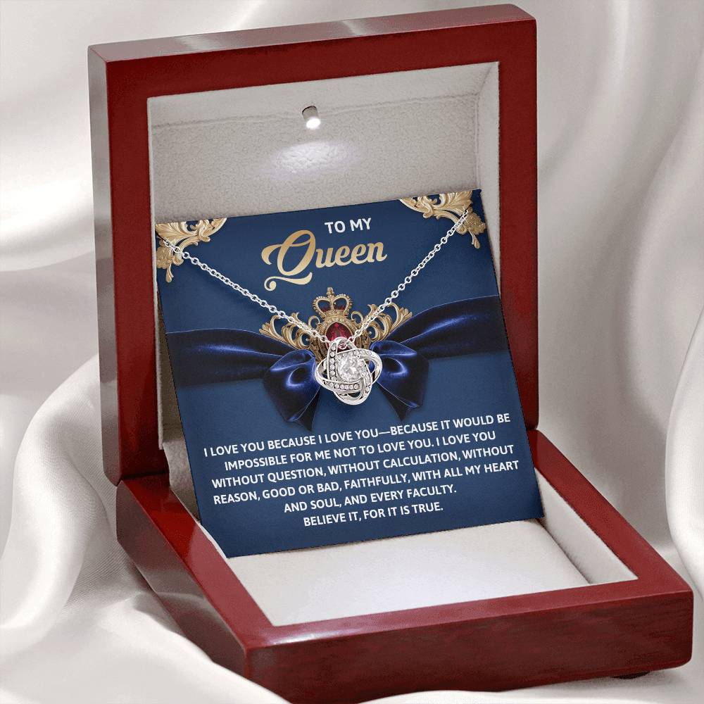 To My Queen Jewelry Gift - Love Knot Forever Necklace with Heartfelt Message Card From You - Every Faculty