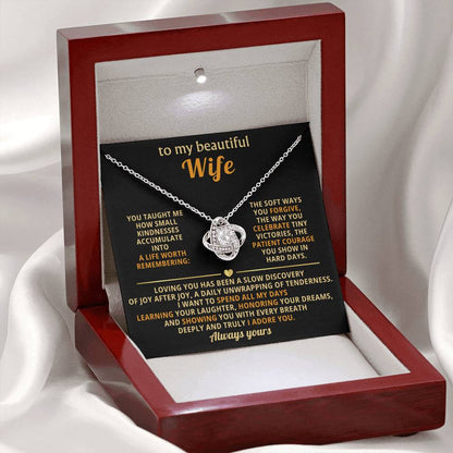To My Beautiful Wife - A Life Worth Remembering - Eternal Love Knot Necklace in a Luxury Gift Box - Price Includes Free Shipping
