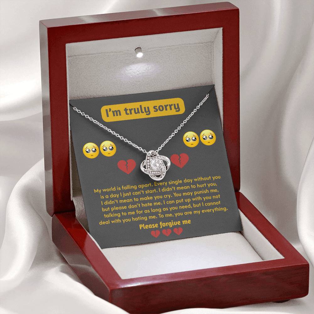 Apology Jewelry Gift - Love Knot Necklace - I Didn't Mean To Make You Cry