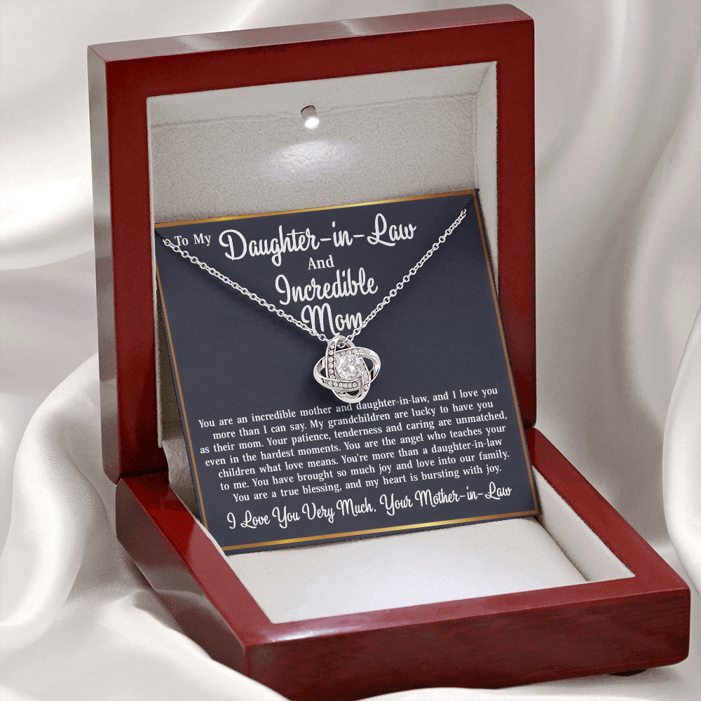 To My Daughter-in-Law From Mother-in-Law - Love Knot Necklace Jewelry Gift - Incredible Mother and Daughter in Law