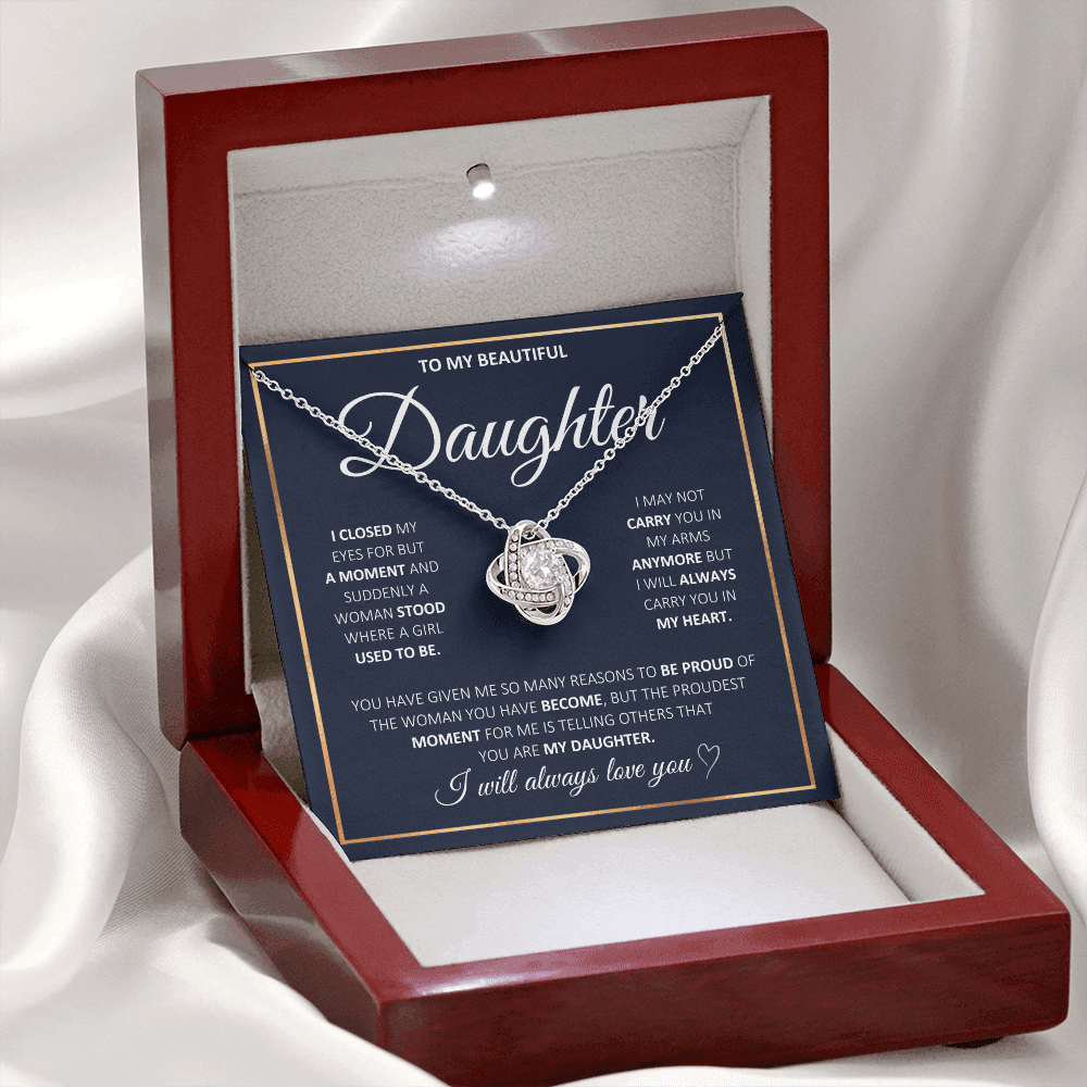 Graduation Gift for Daughter | Love Knot Necklace | “I Will Always Carry You In My Heart” | Meaningful Jewelry Gift