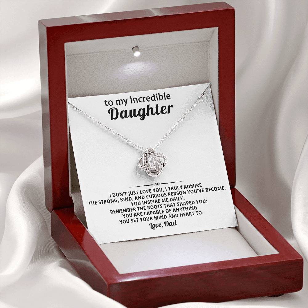 To My Daughter - You Are Capable of Anything - Eternal Love Knot Necklace - Luxury Gift Box with LED - Price Includes Free Shipping