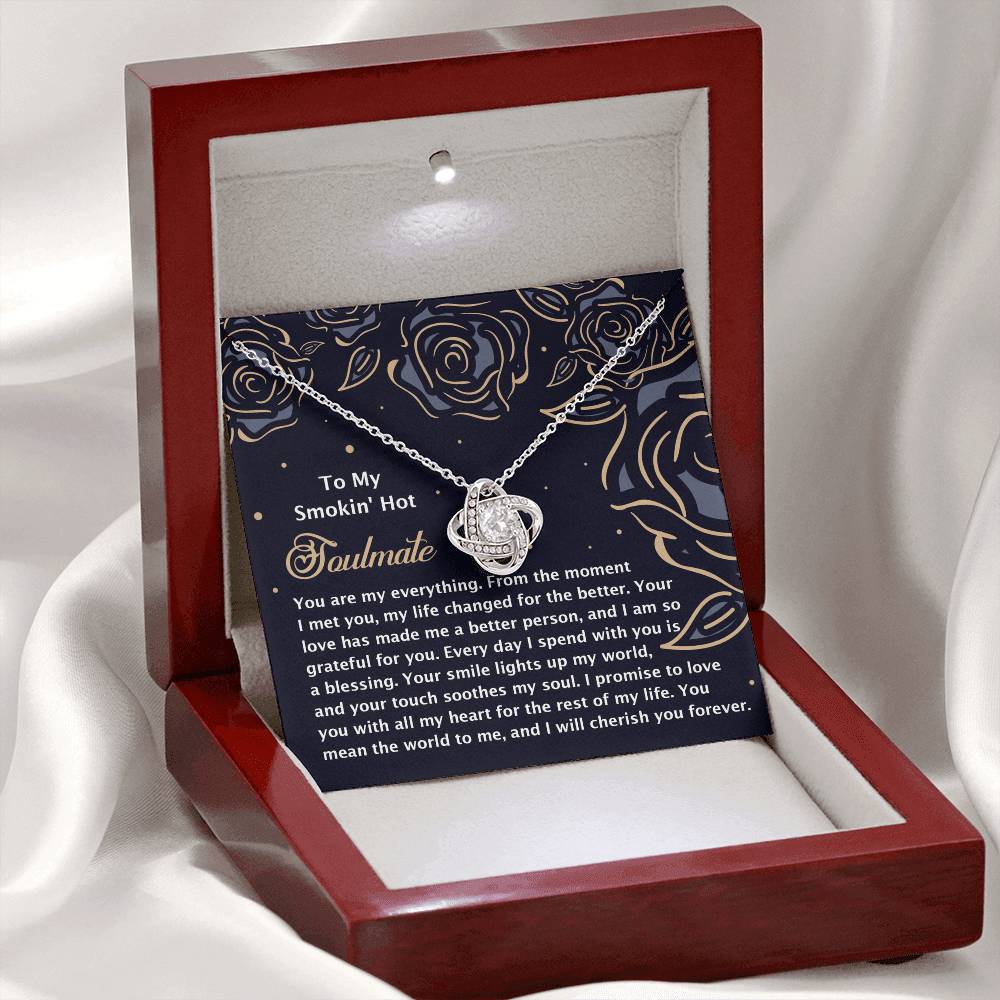 To My Soulmate Jewelry Gift - Love Knot Forever Necklace - Your Touch Smooths My Soul