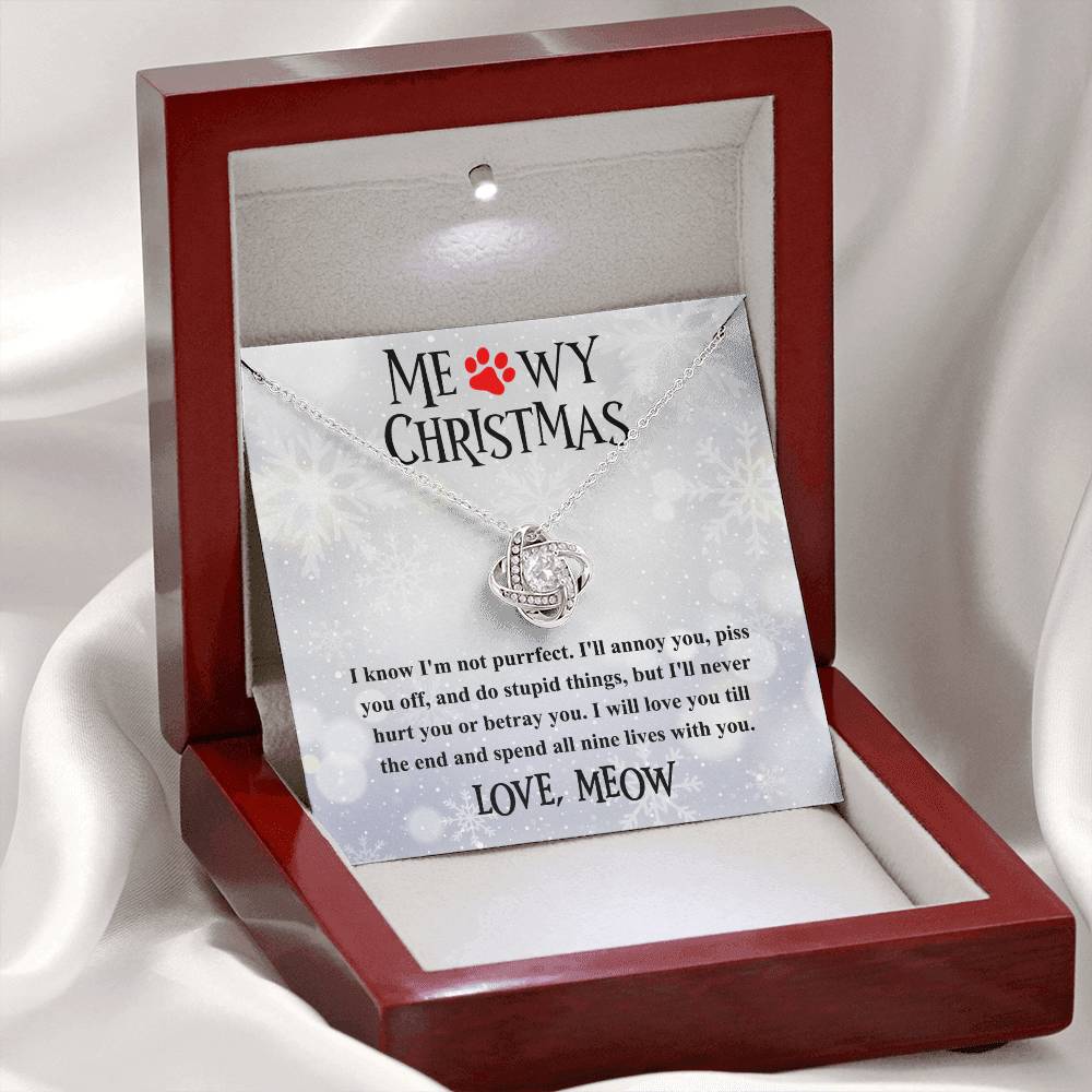 Cat Mom Jewelry Gift - Love Knot Necklace - Meowy Christmas