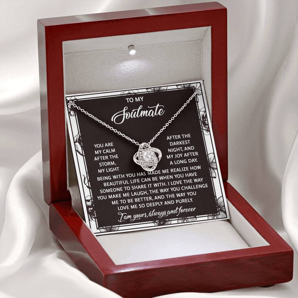 To My Soulmate Jewelry Gift - Love Knot Forever Necklace - Deeply and Purely