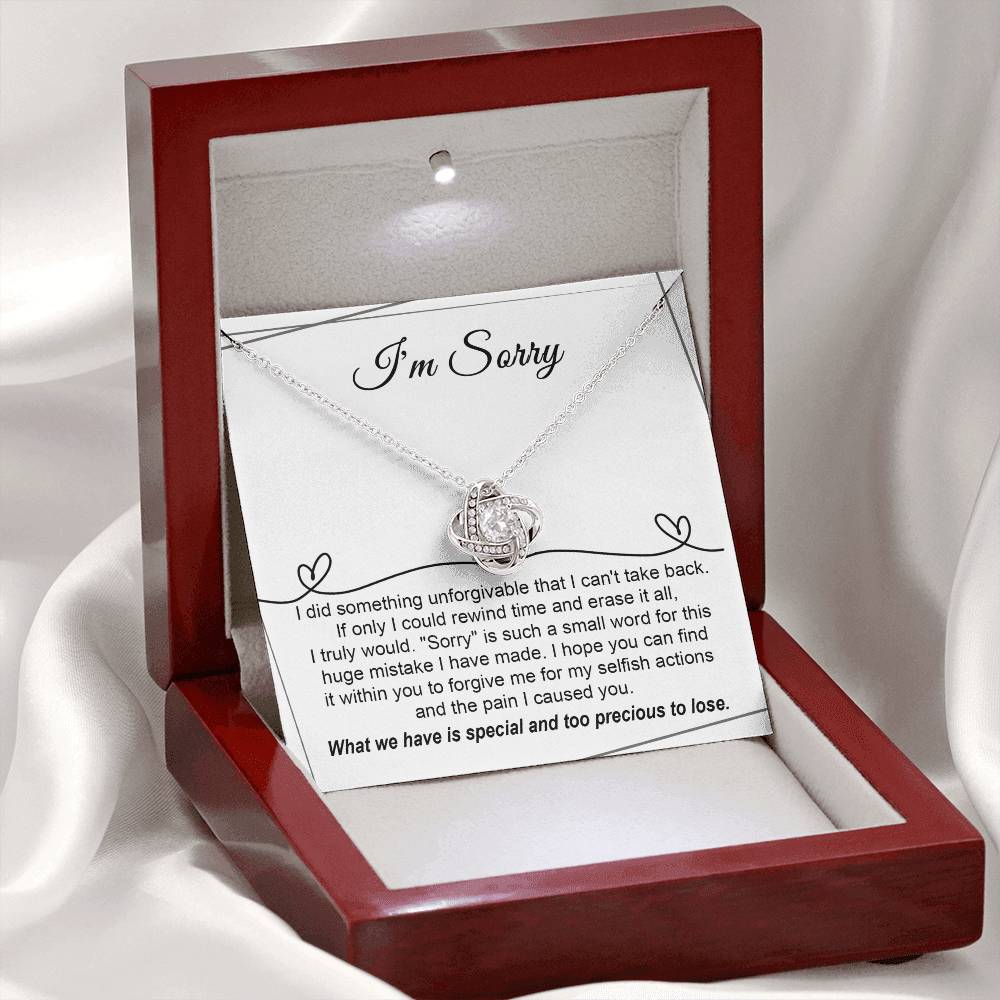 I'm Sorry Gift For Her - Love Knot Necklace - Breaking My Heart