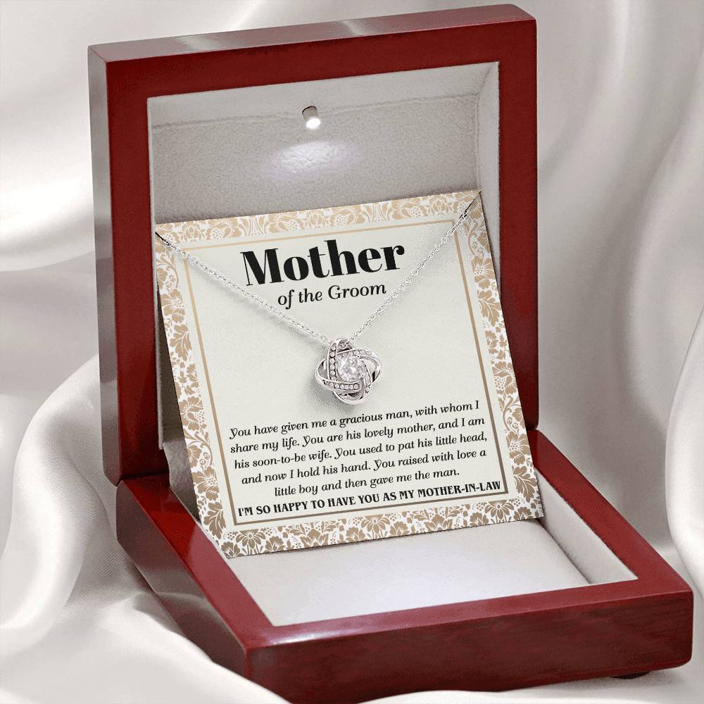 Mother In Law - Mother Of The Groom - Love Knot Necklace Gift - Happy To Have You