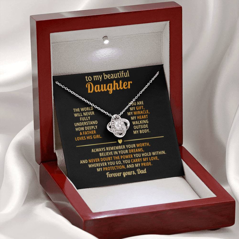 To My Daughter - You Are My Gift- Eternal Love Knot Necklace in a Lighted Luxury Gift Box - Price Includes Free Shipping