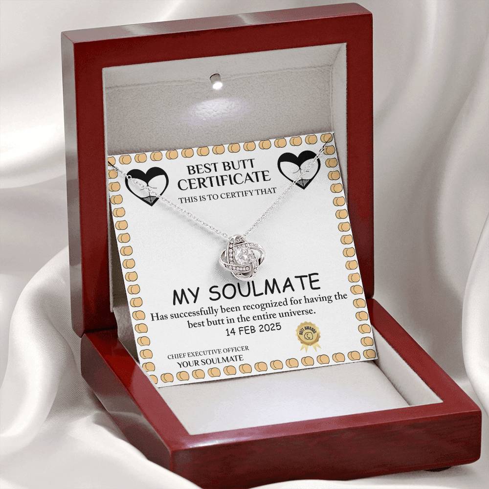 To My Soulmate Jewelry Gift - Love Knot Forever Necklace with Heartfelt Message Card From You -Best Butt