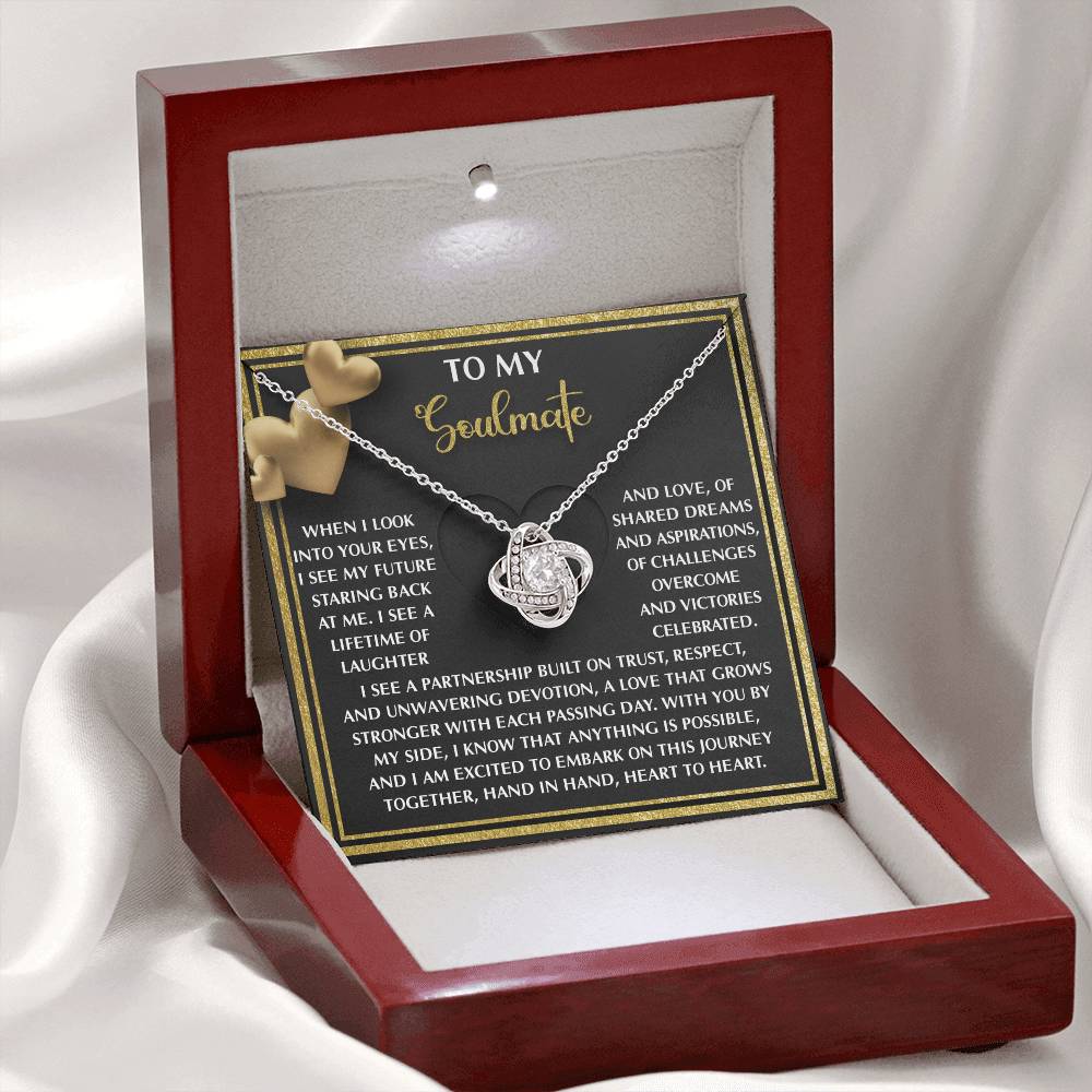 To My Soulmate Jewelry Gift - Love Knot Forever Necklace - Heart To Heart