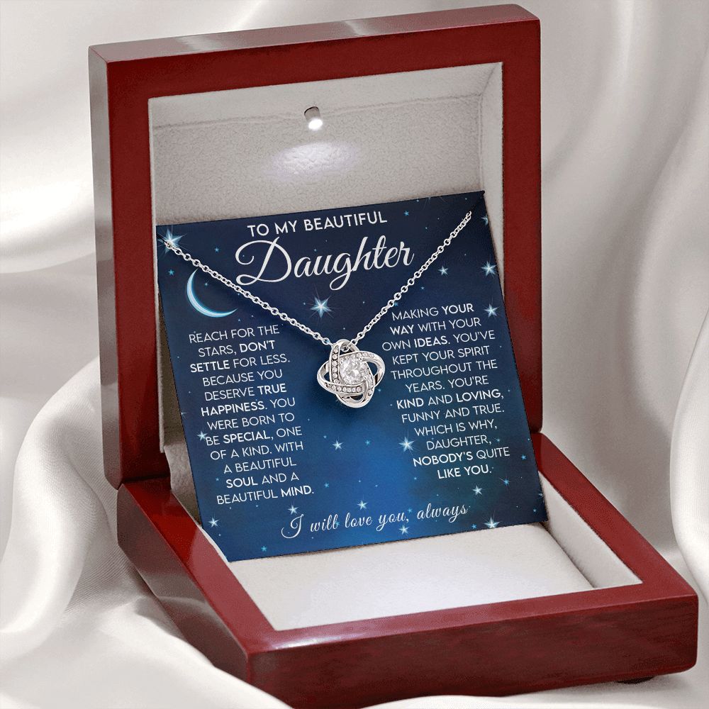 Daughter - Reach for the Stars Love Knot  Necklace