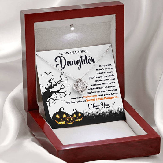 Halloween Gift For Daughter - Sweet Little Pumpkin - Love Knot Necklace