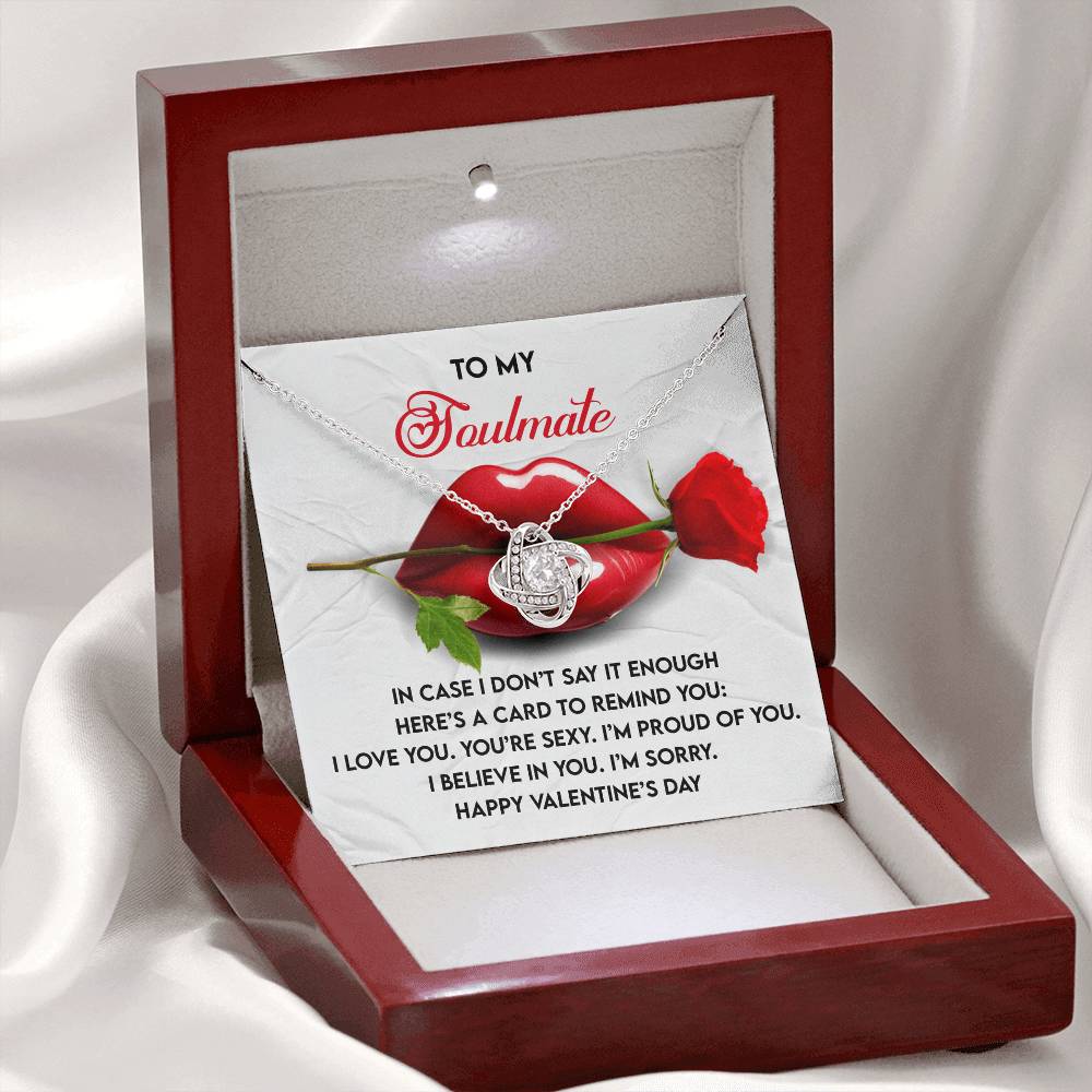 To My Soulmate Jewelry Gift - Love Knot Forever Necklace with Heartfelt Message Card From You - Don't Say It