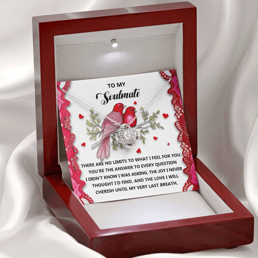 To My Soulmate Jewelry Gift - Love Knot Forever Necklace with Heartfelt Message Card From You - Feel For You