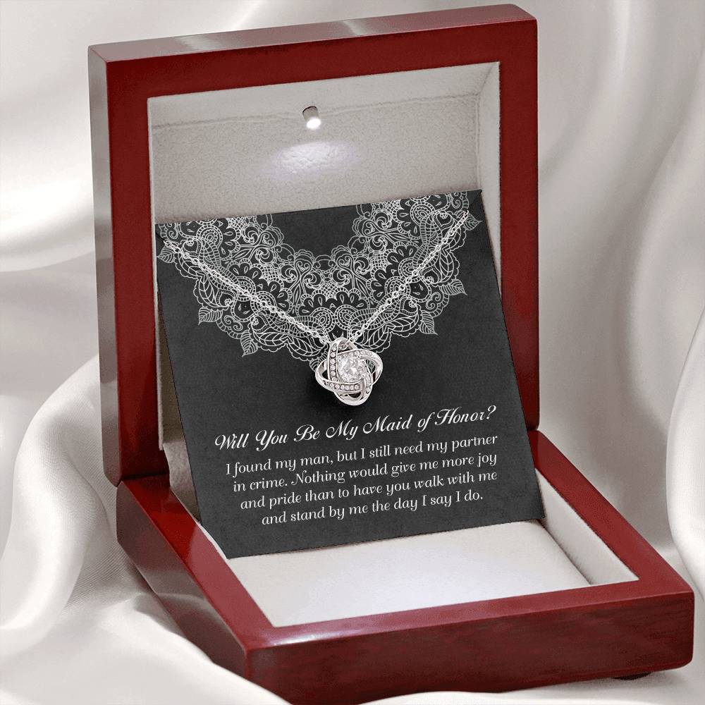 Maid of Honor Gift - Love Knot Necklace - Partner in Crime