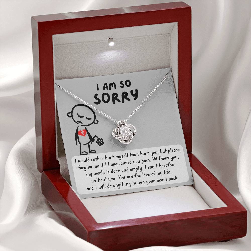 Apology Jewelry Gift - Love Knot Necklace - Dark and Empty