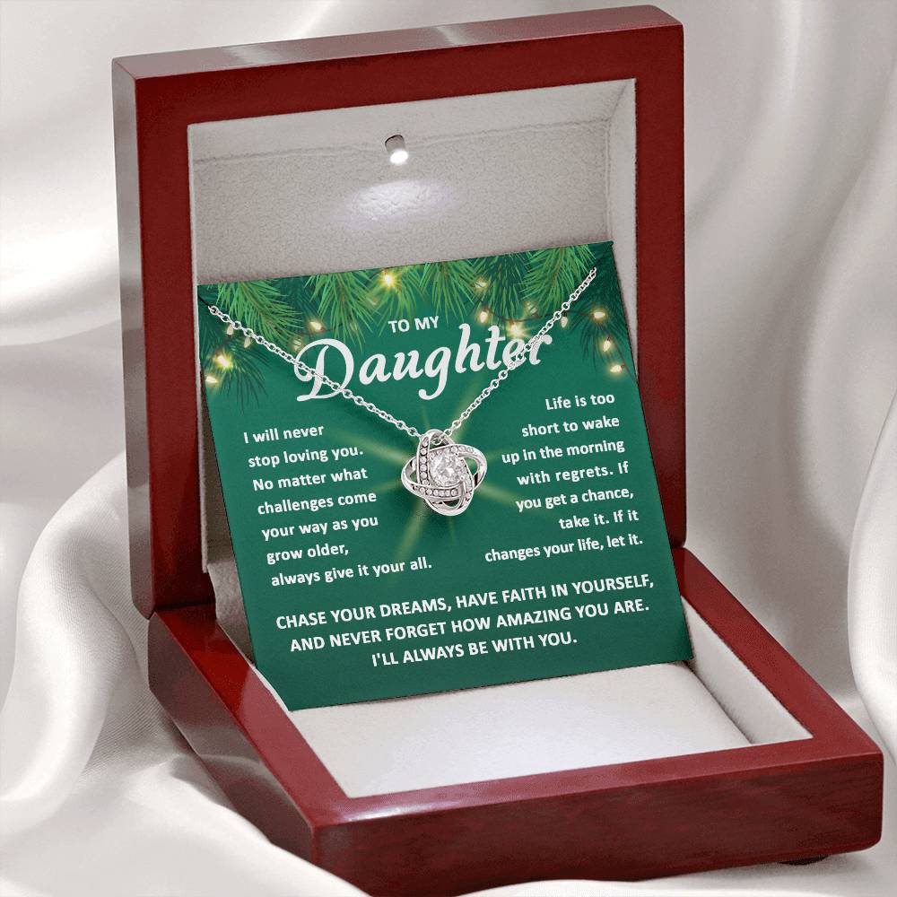 Daughter Jewelry Gift - Love Knot Necklace - Chase Your Dreams