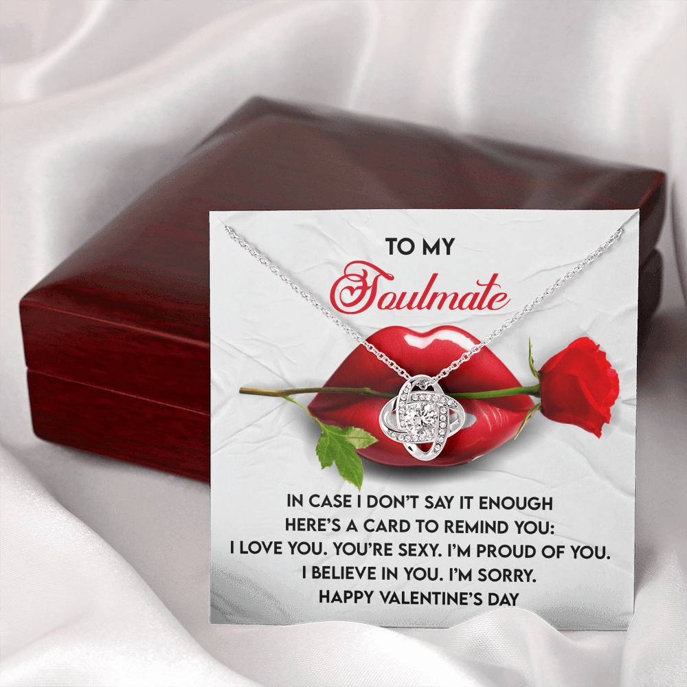 To My Soulmate Jewelry Gift - Love Knot Forever Necklace with Heartfelt Message Card From You - Don't Say It