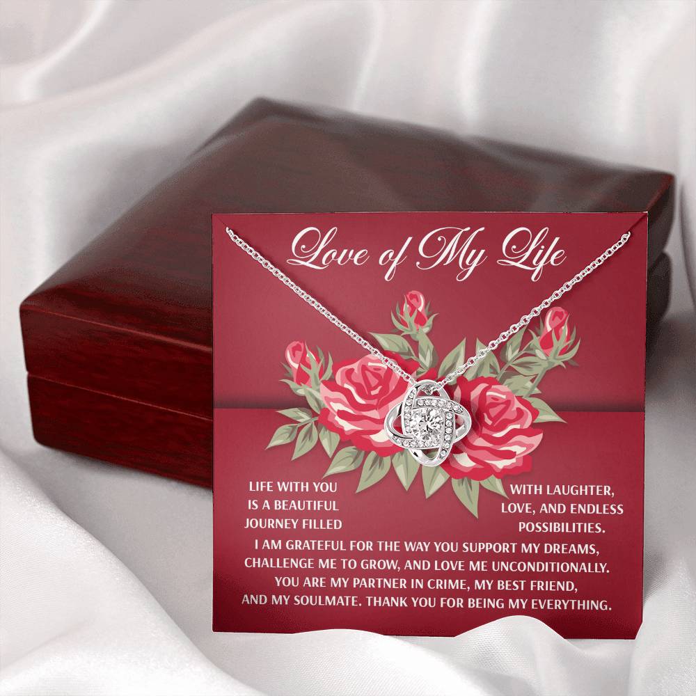 To The Love Of My Life Jewelry Gift - Love Knot Forever Necklace with Heartfelt Message Card From You - Endless Possibilities