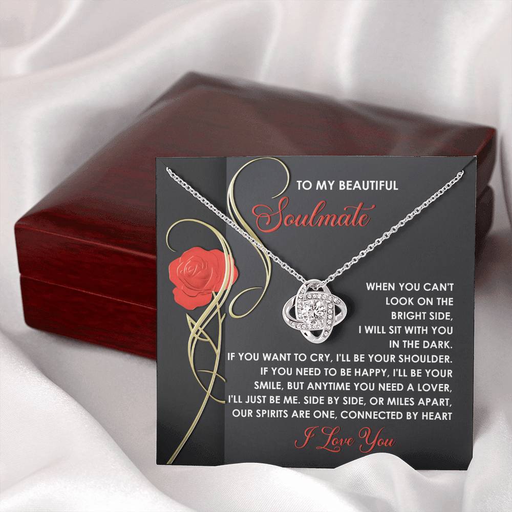 To My Soulmate Jewelry Gift - Love Knot Forever Necklace with Heartfelt Message Card From You - Be Me
