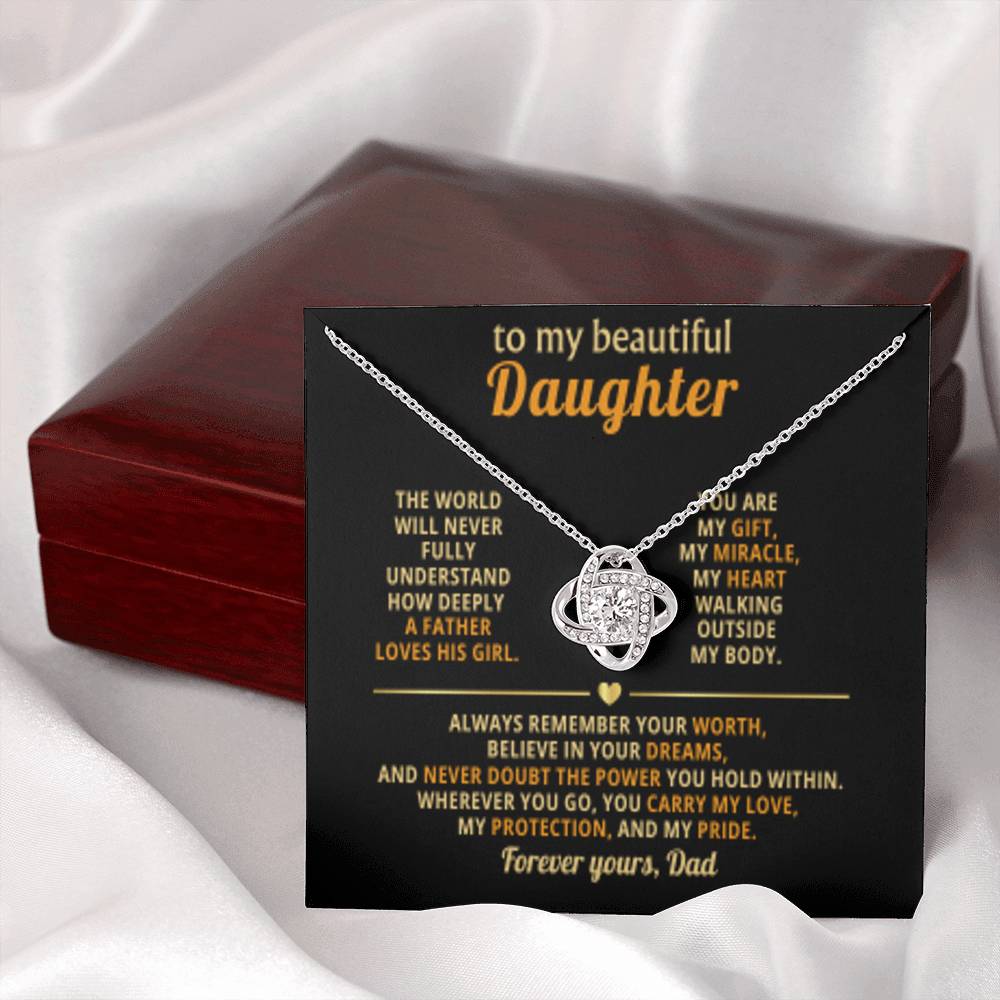 To My Daughter - You Are My Gift- Eternal Love Knot Necklace in a Lighted Luxury Gift Box - Price Includes Free Shipping